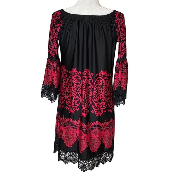 NWT White Mark Black and Fuchsia Lace Trimmed Shift‎ Dress Sz M - Picture 8 of 16